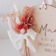 Muttertagsschild Holz | Trockenblumen rosa | Geschenk für Mama | personalisiert | Muttertagsgeschenk | Holzdeko | Beste Mama, Oma, Danke
