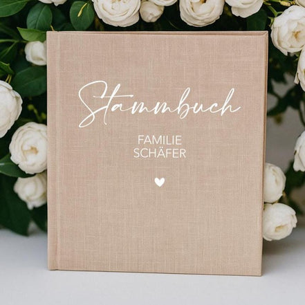 Stammbuch Hochzeit personalisiert Leinen A4 & A5 | Stammbuch Standesamt Ringbuch | Mit Namen, minimalistisch,