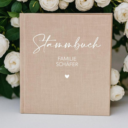 Stammbuch Hochzeit personalisiert Leinen A4 & A5 | Stammbuch Standesamt Ringbuch | Mit Namen, minimalistisch,