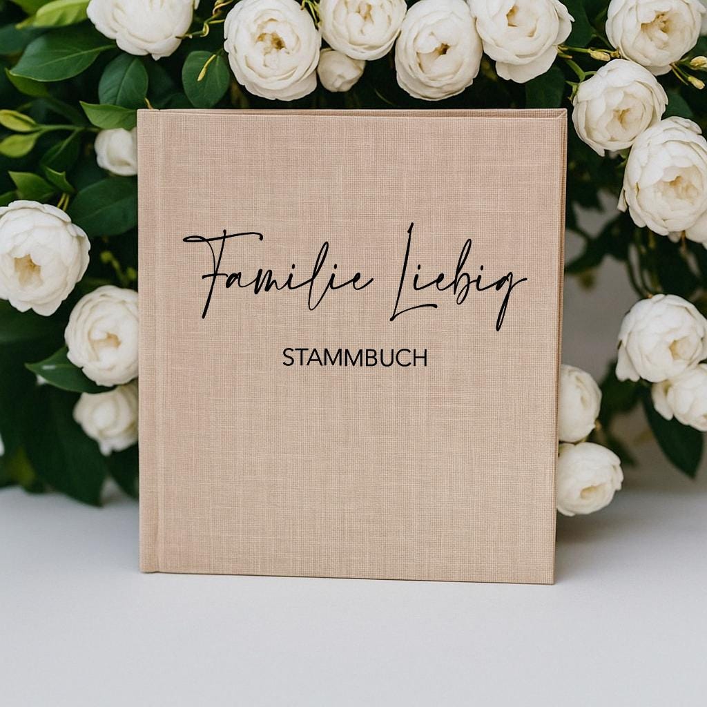 Stammbuch Familie Nachname Leinen A4 A5 | Personalisiertes Stammbuch Hochzeit | Stammbuch Mappe Standesamt