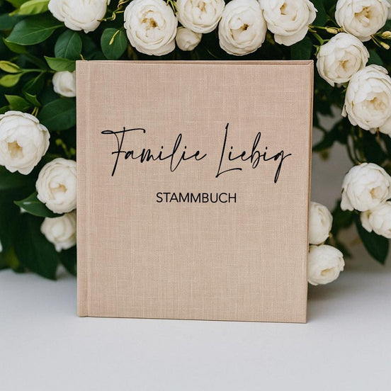 Stammbuch Familie Nachname Leinen A4 A5 | Personalisiertes Stammbuch Hochzeit | Stammbuch Mappe Standesamt