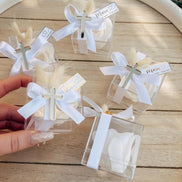 Gastgeschenk Taufe o. Kommunion - Acryl Kreuz - Personalisiert mit dem Namen, gold oder silber, Rosenseife,