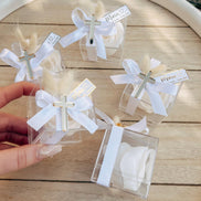 Gastgeschenk Taufe o. Kommunion - Acryl Kreuz - Personalisiert mit dem Namen, gold oder silber, Rosenseife,