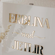 Personalisierte Acryl Geld Geschenkbox mit Schloss – Hochzeitsgeschenkbox in Weiß – 30x30x30 cm – Mit Namen personalisierbar,