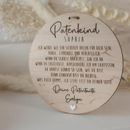 Patenkind Schild personalisiert | Geschenk zur Taufe mit Name, Widmung & Herz | Patentante Patenonkel Taufgeschenk aus Holz