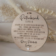 Patenkind Schild personalisiert | Geschenk zur Taufe mit Name, Widmung & Herz | Patentante Patenonkel Taufgeschenk aus Holz