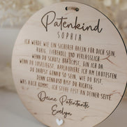 Patenkind Schild personalisiert | Geschenk zur Taufe mit Name, Widmung & Herz | Patentante Patenonkel Taufgeschenk aus Holz