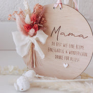 Muttertagsschild Holz | Trockenblumen rosa | Geschenk für Mama | personalisiert | Muttertagsgeschenk | Holzdeko | Beste Mama, Oma, Danke