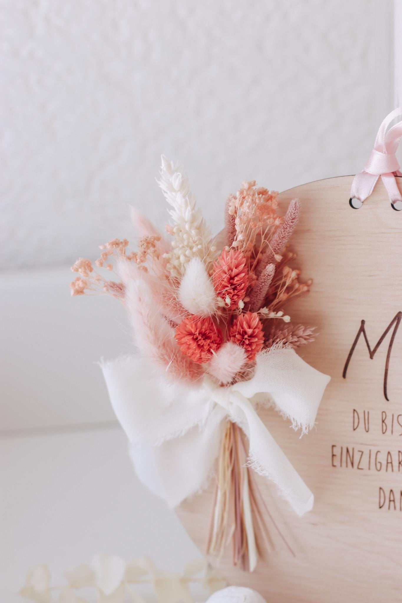 Muttertagsschild Holz | Trockenblumen rosa | Geschenk für Mama | personalisiert | Muttertagsgeschenk | Holzdeko | Beste Mama, Oma, Danke