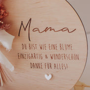 Muttertagsschild Holz | Trockenblumen rosa | Geschenk für Mama | personalisiert | Muttertagsgeschenk | Holzdeko | Beste Mama, Oma, Danke