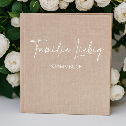 Stammbuch Familie Nachname Leinen A4 A5 | Personalisiertes Stammbuch Hochzeit | Stammbuch Mappe Standesamt