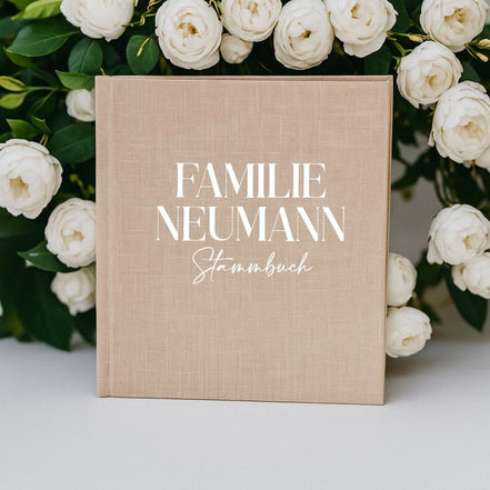 Stammbuch Familie Nachname Leinen A4 A5 | Personalisiertes Stammbuch Hochzeit | Stammbuch Mappe Standesamt
