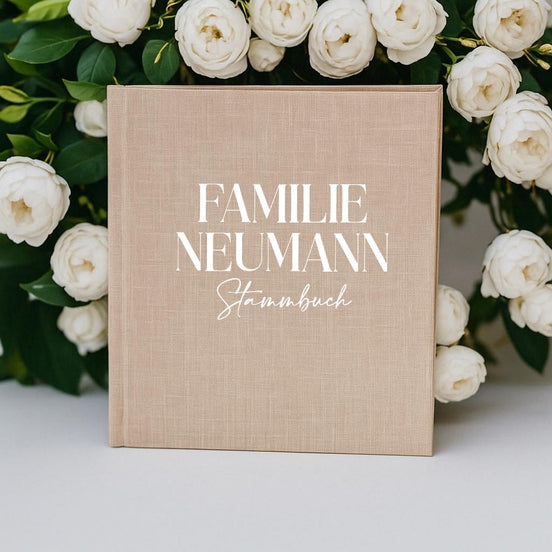 Stammbuch Familie Nachname Leinen A4 A5 | Personalisiertes Stammbuch Hochzeit | Stammbuch Mappe Standesamt