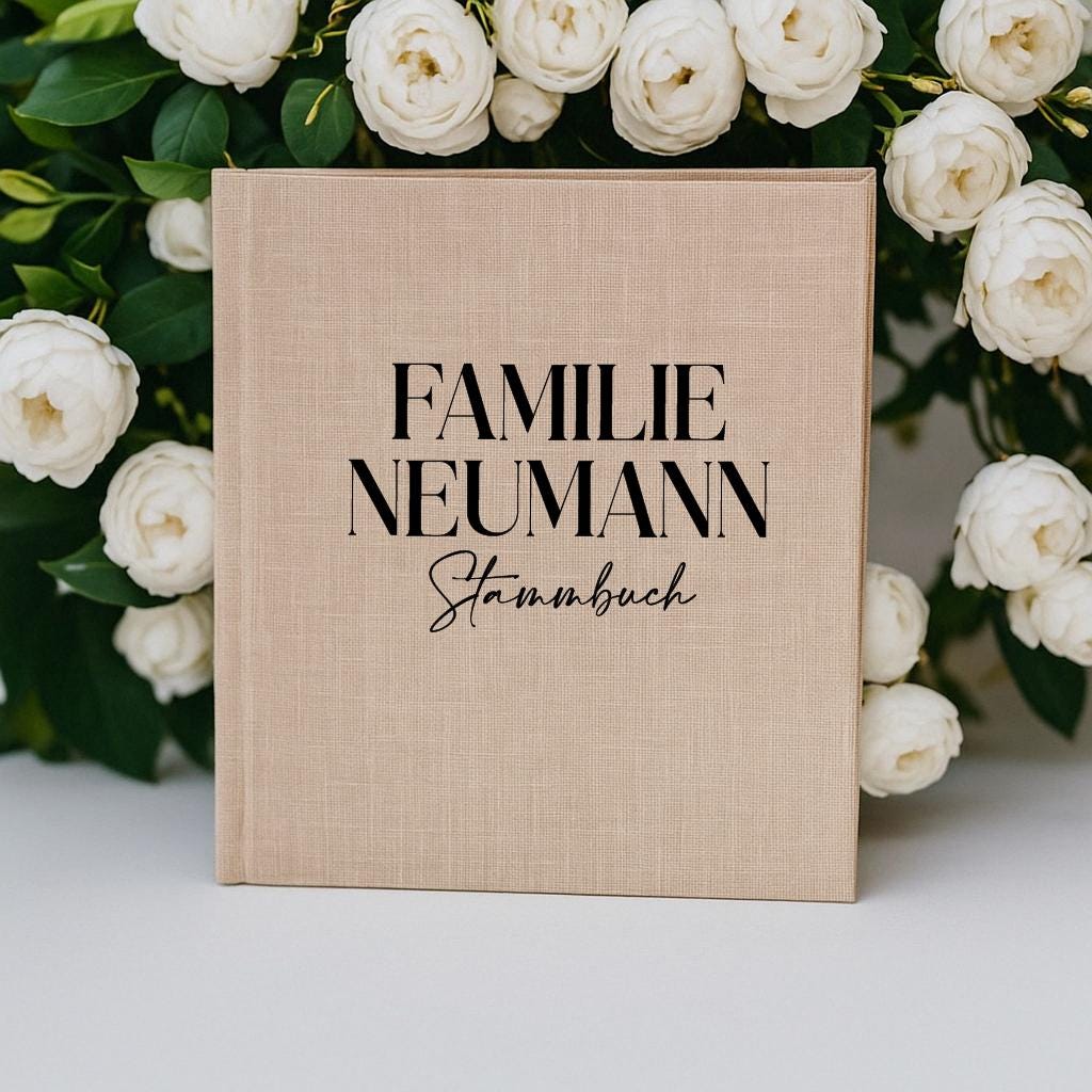 Stammbuch Familie Nachname Leinen A4 A5 | Personalisiertes Stammbuch Hochzeit | Stammbuch Mappe Standesamt