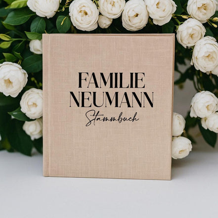 Stammbuch Familie Nachname Leinen A4 A5 | Personalisiertes Stammbuch Hochzeit | Stammbuch Mappe Standesamt