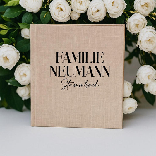 Stammbuch Familie Nachname Leinen A4 A5 | Personalisiertes Stammbuch Hochzeit | Stammbuch Mappe Standesamt