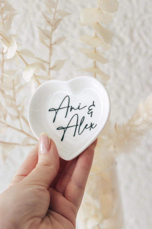 Personalisierte Ringschale Hochzeit | Keramik Schmuckschale mit Namen | Standesamt Deko | Ringhalter Hochzeit Geschenk