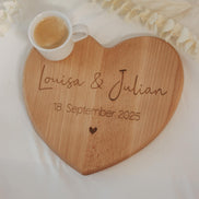 Personalisiertes Herzbrett aus Buchenholz – Hochzeitsgeschenk mit Gravur – Namen & Datum – Geschenk zur Hochzeit oder Jahrestag