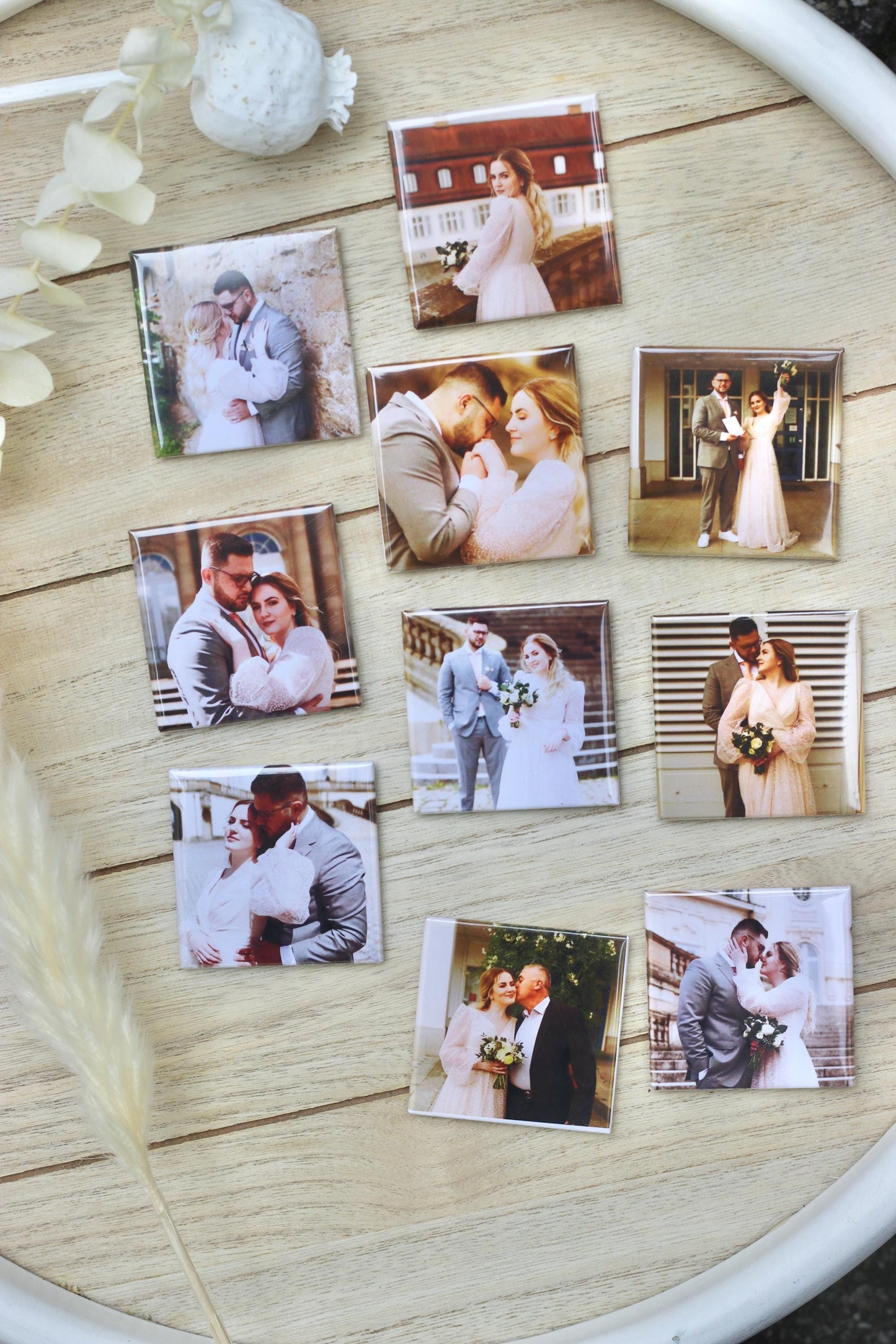 Personalisierte Fotomagnete 5x5 cm – 10er Set | Eigene Fotos | Gastgeschenk Hochzeit | Kühlschrankmagnete mit Bild | Erinnerung Dekoration