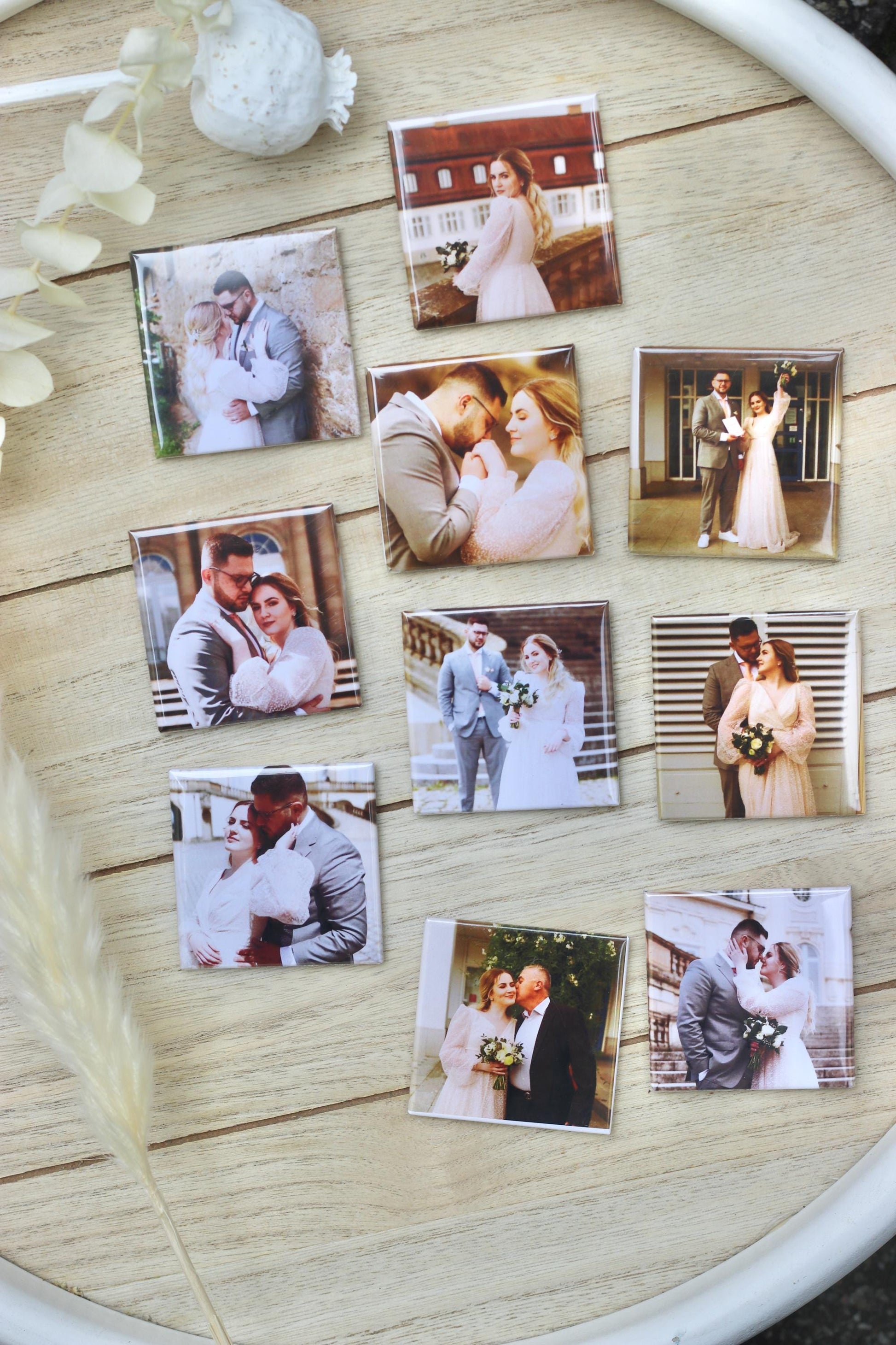 Personalisierte Fotomagnete 5x5 cm – 10er Set | Eigene Fotos | Gastgeschenk Hochzeit | Kühlschrankmagnete mit Bild | Erinnerung Dekoration