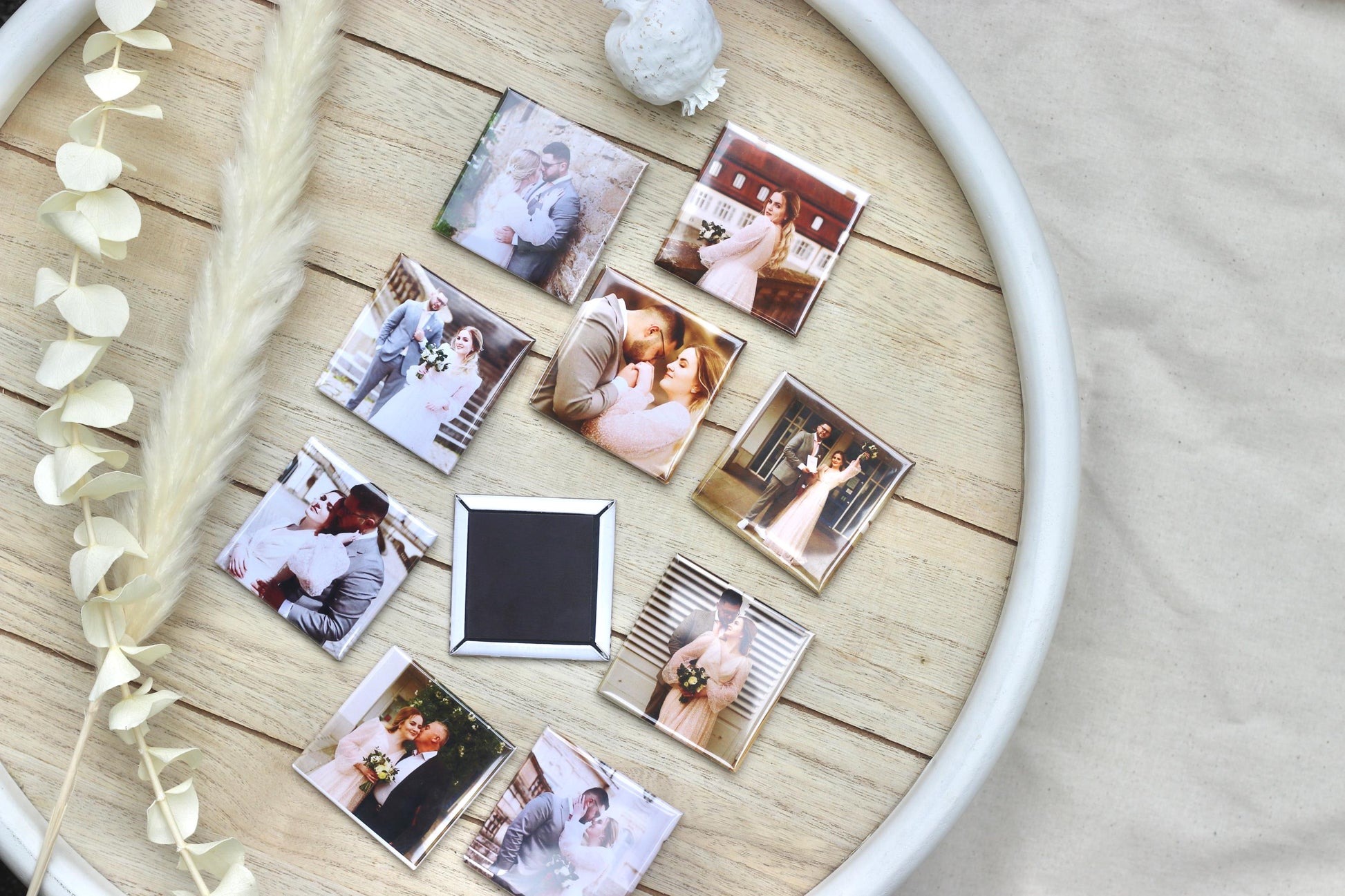 Personalisierte Fotomagnete 5x5 cm – 10er Set | Eigene Fotos | Gastgeschenk Hochzeit | Kühlschrankmagnete mit Bild | Erinnerung Dekoration