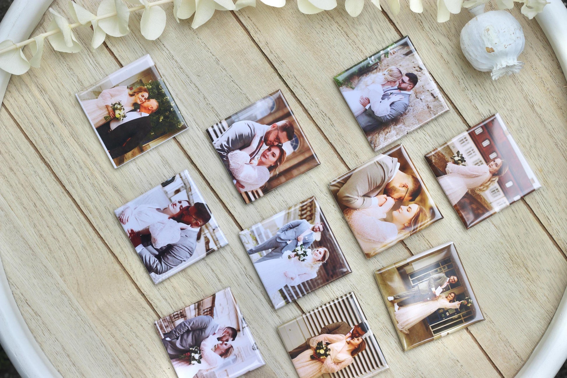 Personalisierte Fotomagnete 5x5 cm – 10er Set | Eigene Fotos | Gastgeschenk Hochzeit | Kühlschrankmagnete mit Bild | Erinnerung Dekoration