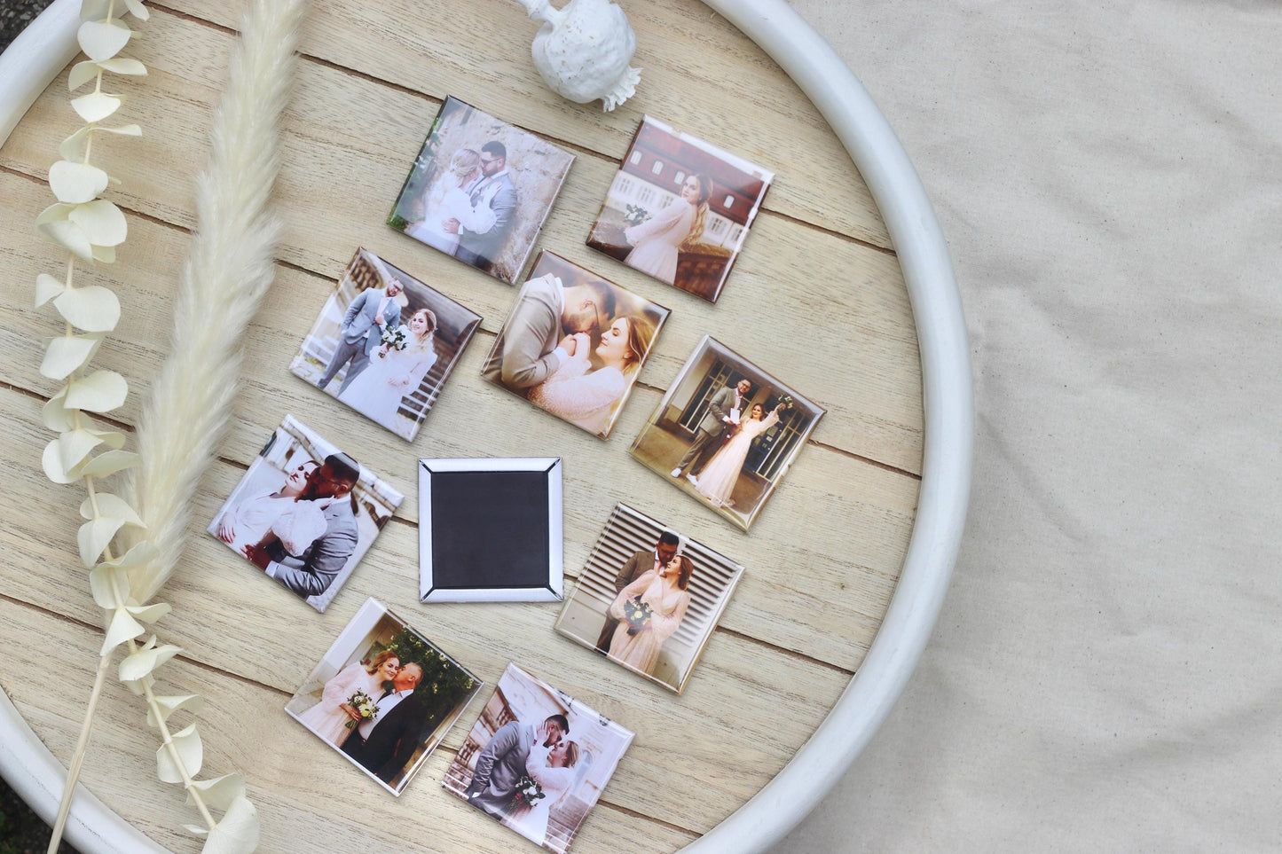 Personalisierte Fotomagnete 5x5 cm – 10er Set | Eigene Fotos | Gastgeschenk Hochzeit | Kühlschrankmagnete mit Bild | Erinnerung Dekoration