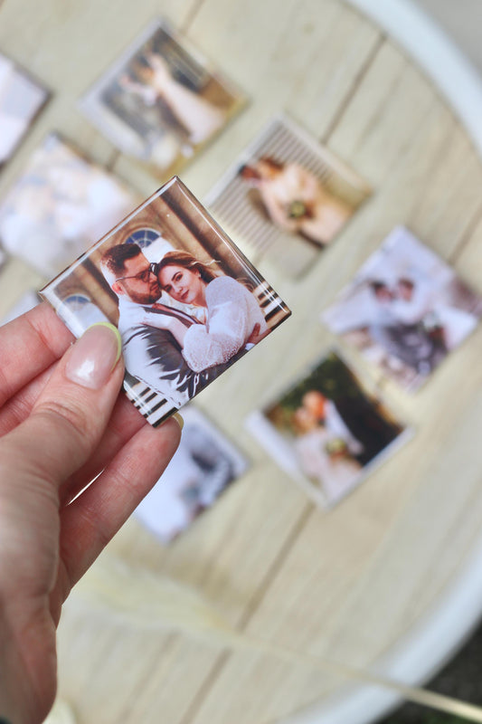 Personalisierte Fotomagnete 5x5 cm – 10er Set | Eigene Fotos | Gastgeschenk Hochzeit | Kühlschrankmagnete mit Bild | Erinnerung Dekoration