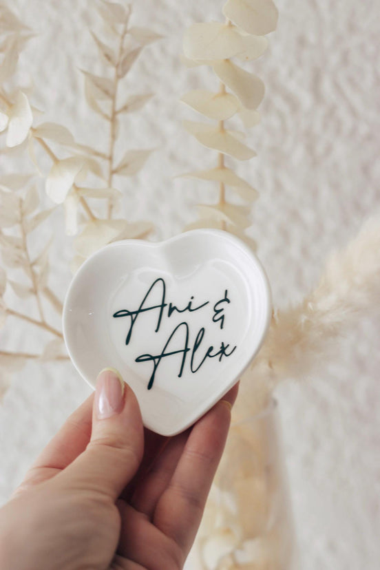 Personalisierte Ringschale Hochzeit | Keramik Schmuckschale mit Namen | Standesamt Deko | Ringhalter Hochzeit Geschenk