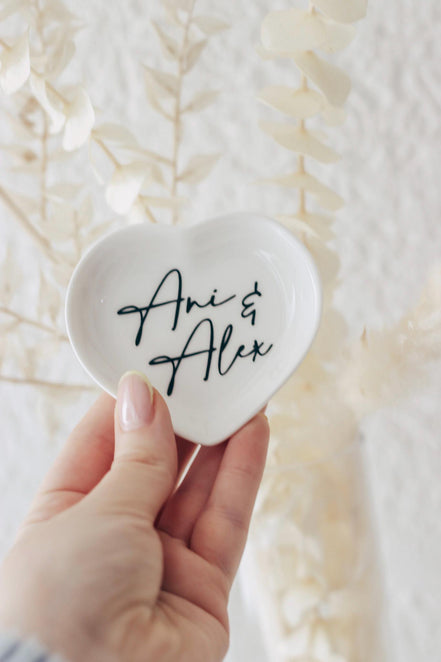 Personalisierte Ringschale Hochzeit | Keramik Schmuckschale mit Namen | Standesamt Deko | Ringhalter Hochzeit Geschenk