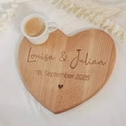 Personalisiertes Herzbrett aus Buchenholz – Hochzeitsgeschenk mit Gravur – Namen & Datum – Geschenk zur Hochzeit oder Jahrestag