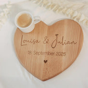 Personalisiertes Herzbrett aus Buchenholz – Hochzeitsgeschenk mit Gravur – Namen & Datum – Geschenk zur Hochzeit oder Jahrestag