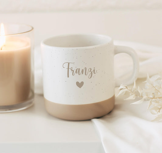 Personalisierte Tasse, Gravur mit Name & Herz – Geschenk für Schwester, Freundin, Mama, Firma – Weihnachten, Weihnachtsgeschenk, Jubiläum