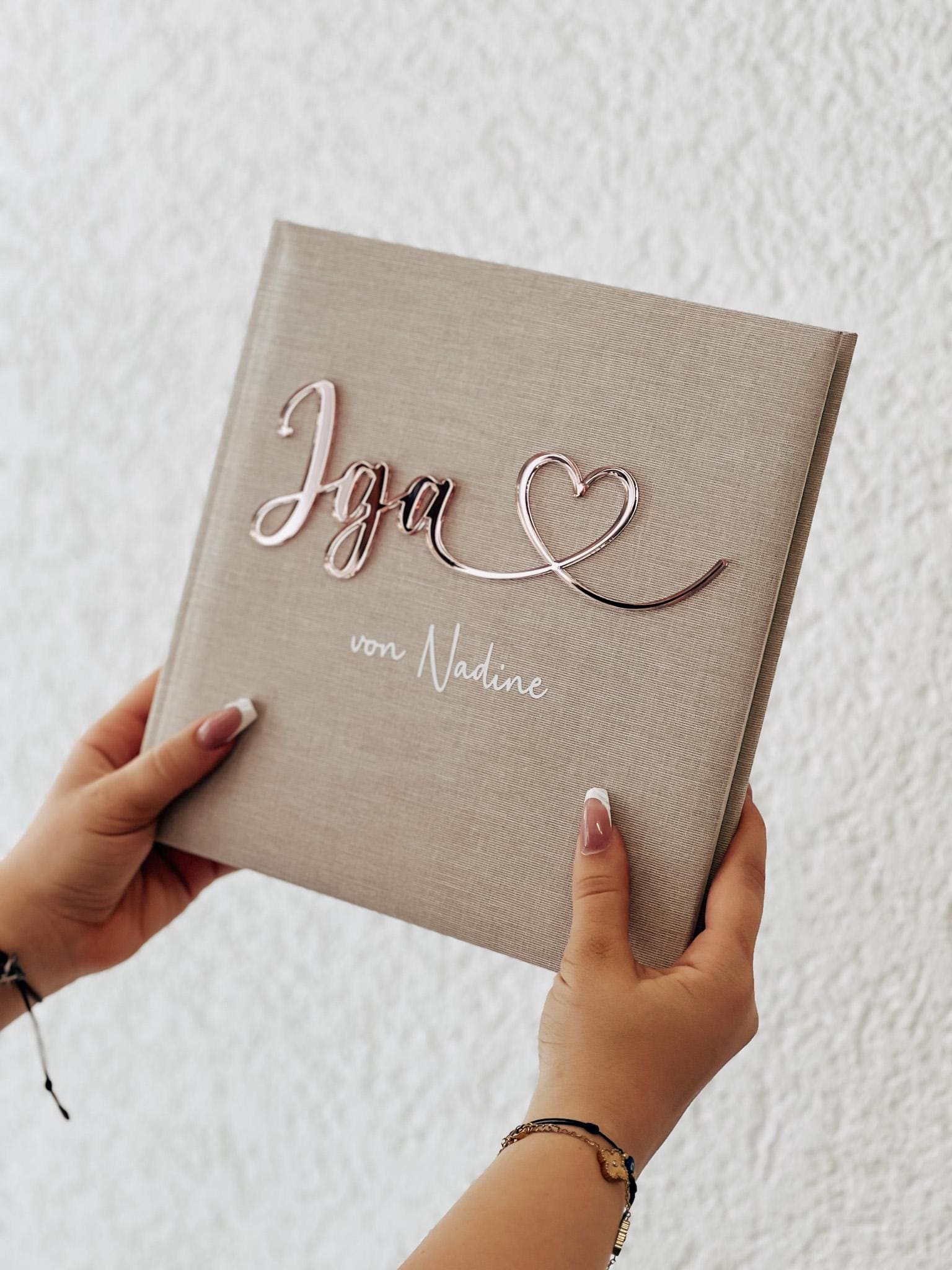 JGA Gästebuch personalisiert | Fotoalbum Junggesellinnenabschied | Acryl Schriftzug mit Herz | Geschenk Team Braut