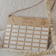 Personalisierter Stundenplan aus Holz für Kinder | Wiederverwendbar mit Acrylfeldern | Geschenk Schulanfang | Einschulung Deko Kinderzimmer