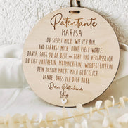 Personalisiertes Patengeschenk Holzschild | Patentante Patenonkel Pateneltern | Geschenk für Paten mit Herz | Dankeschön, Taufe, Patenkind