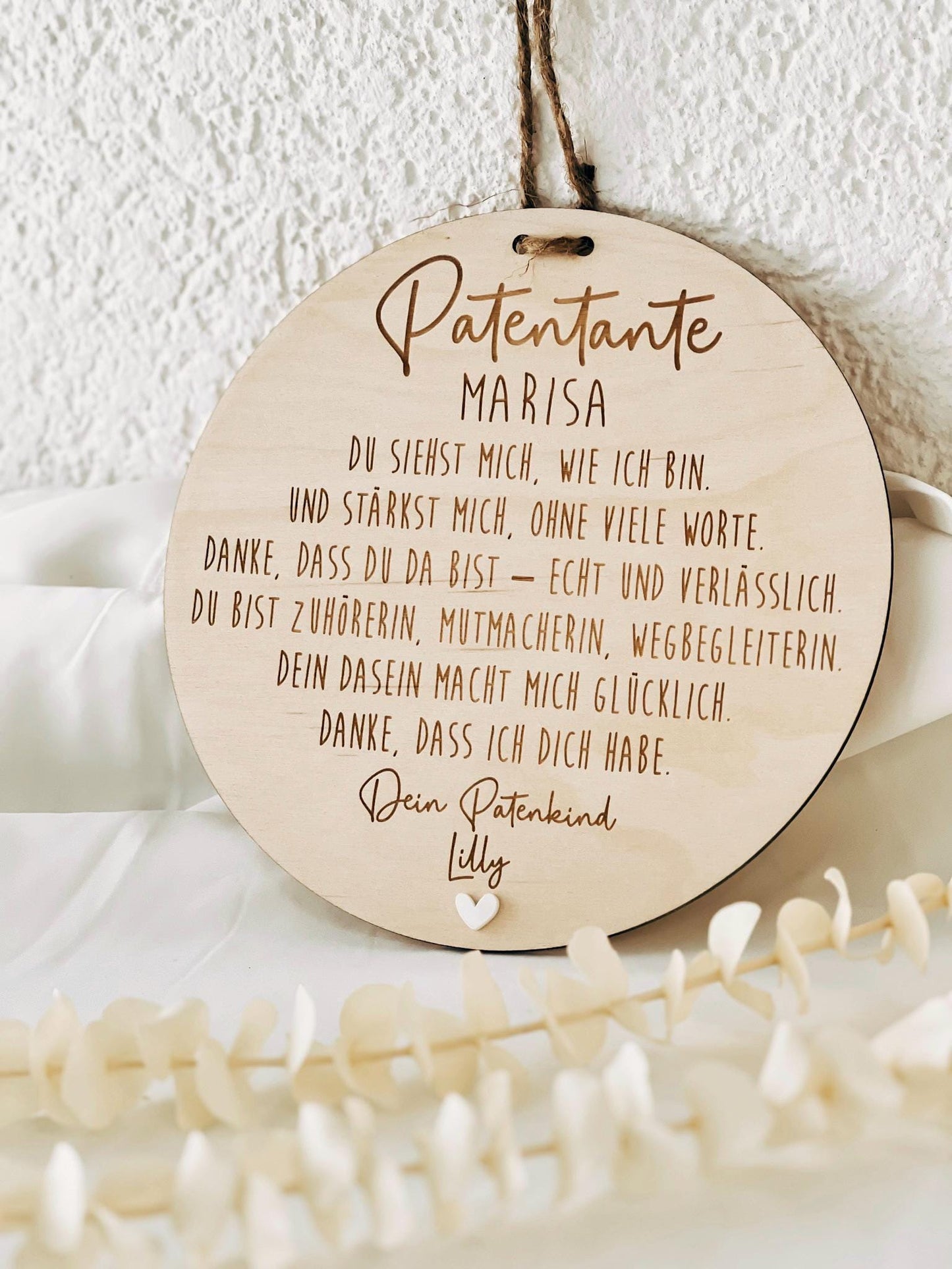 Personalisiertes Patengeschenk Holzschild | Patentante Patenonkel Pateneltern | Geschenk für Paten mit Herz | Dankeschön, Taufe, Patenkind