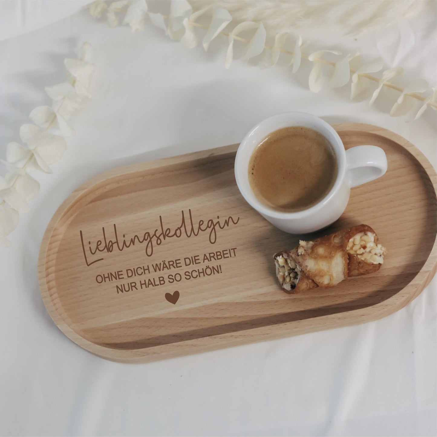 Graviertes Tablett "Lieblingskollegin" aus Holz – Geschenk zum Abschied oder Danke sagen – Büro Freundschaft – Weihnachten, Geburtstag