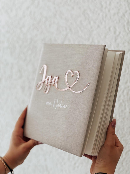JGA Gästebuch personalisiert | Fotoalbum Junggesellinnenabschied | Acryl Schriftzug mit Herz | Geschenk Team Braut