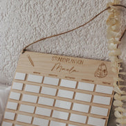 Personalisierter Stundenplan aus Holz für Kinder | Wiederverwendbar mit Acrylfeldern | Geschenk Schulanfang | Einschulung Deko Kinderzimmer