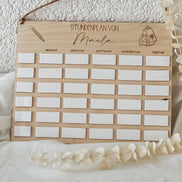 Personalisierter Stundenplan aus Holz für Kinder | Wiederverwendbar mit Acrylfeldern | Geschenk Schulanfang | Einschulung Deko Kinderzimmer