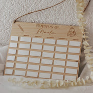 Personalisierter Stundenplan aus Holz für Kinder | Wiederverwendbar mit Acrylfeldern | Geschenk Schulanfang | Einschulung Deko Kinderzimmer
