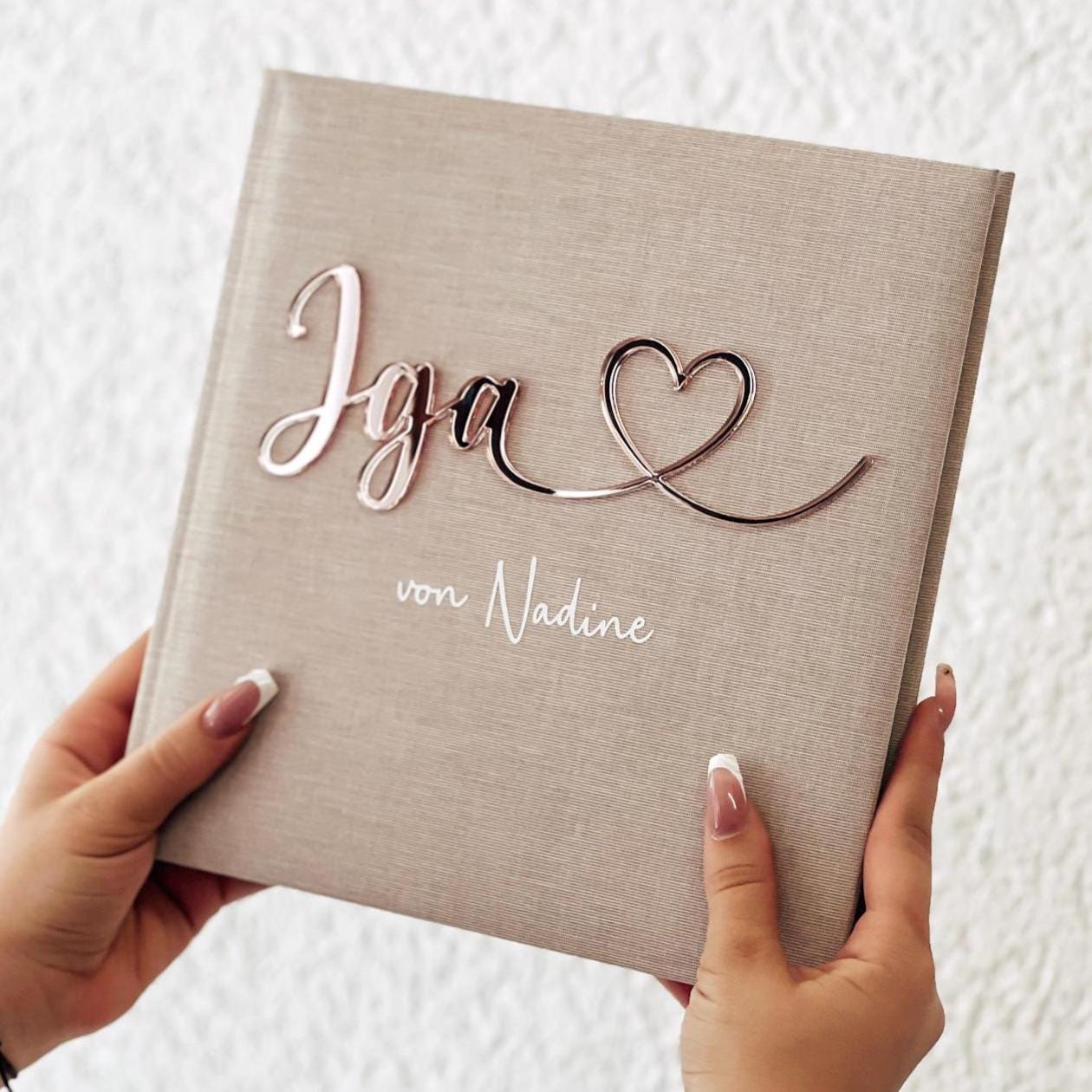 JGA Gästebuch personalisiert | Fotoalbum Junggesellinnenabschied | Acryl Schriftzug mit Herz | Geschenk Team Braut