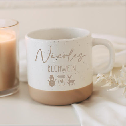 Glühwein Tasse mit Name – personalisierte Weihnachtstasse – Wintermotive graviert – Geschenk Weihnachten Familie Kollegen – Keramik 360 ml