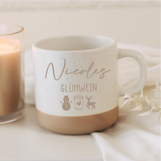 Glühwein Tasse mit Name – personalisierte Weihnachtstasse – Wintermotive graviert – Geschenk Weihnachten Familie Kollegen – Keramik 360 ml