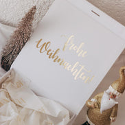 Luxuriöse Weihnachtsgeschenkbox mit Name in Gold – personalisierte Geschenkverpackung mit 3D Effekt & Schleife – edle Box Weihnachten