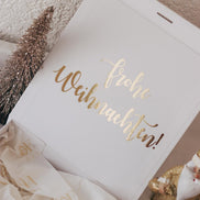 Luxuriöse Weihnachtsgeschenkbox mit Name in Gold – personalisierte Geschenkverpackung mit 3D Effekt & Schleife – edle Box Weihnachten