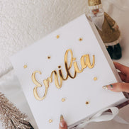 Luxuriöse Weihnachtsgeschenkbox mit Name in Gold – personalisierte Geschenkverpackung mit 3D Effekt & Schleife – edle Box Weihnachten