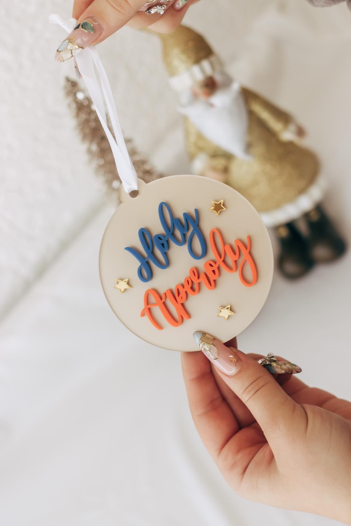 Holy Aperoly Weihnachtskugel – Acryl Christbaumanhänger 3D Effekt – personalisiertes Aperol Geschenk – champagnergold Deko Weihnachten