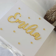 Luxuriöse Weihnachtsgeschenkbox mit Name in Gold – personalisierte Geschenkverpackung mit 3D Effekt & Schleife – edle Box Weihnachten